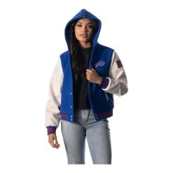 Wild Collective Ladies Buffalo Bills Snap Varsity Jacket -Sport Clothing Shop BILLLJ0025A