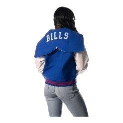 Wild Collective Ladies Buffalo Bills Snap Varsity Jacket -Sport Clothing Shop BILLLJ0025C