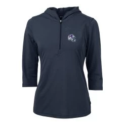 Ladies Cutter & Buck Virtue Eco Pique Half Zip Hooded Pullover